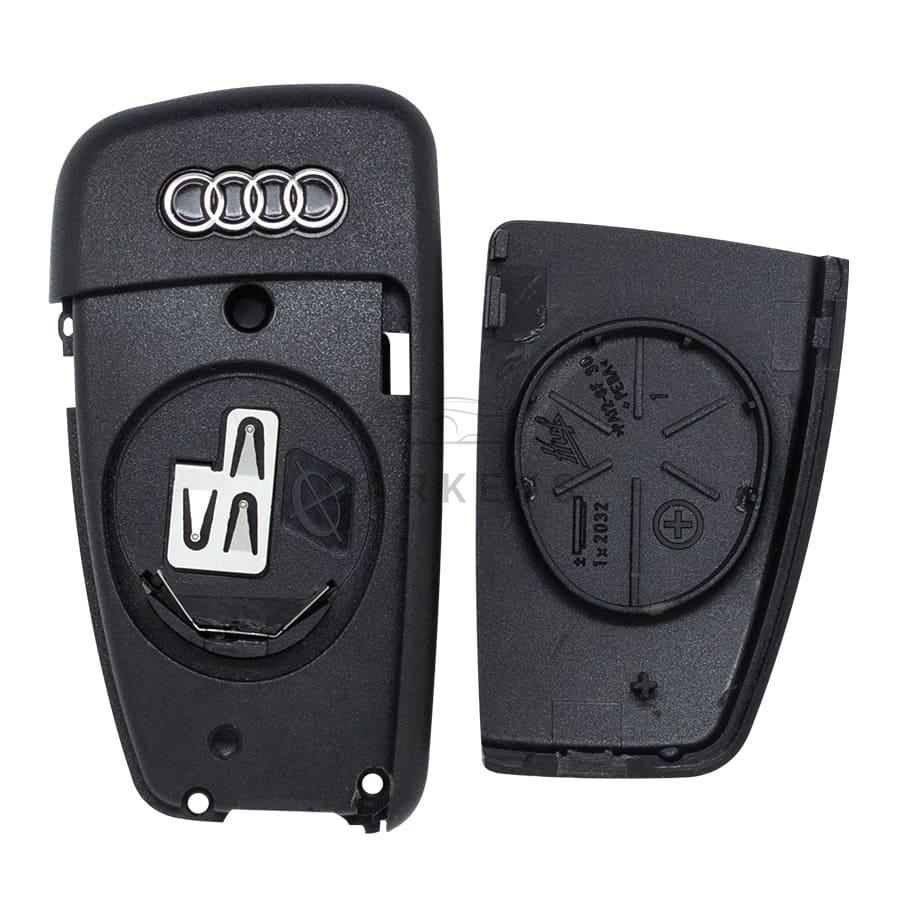 Корпус выкидного ключа Audi 3+1 кнопки HU66 батарейка на корпусе