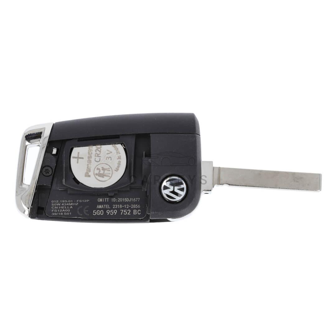Викидний ключ Volkswagen Golf 7, Polo, Tiguan 3 кнопки 434Mhz MQB48 5G0 959 752 BC Keyless-Go