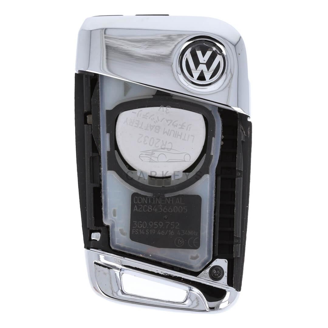 Смарт ключ Volkswagen Passat, Arteon, T-Roc, Tiguan 3 кнопки 434Mhz MQB48 3G0 959 752